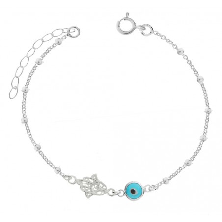 Pulsera Mano de Fátima & Ojo Turco Plata de Ley 925 - Karissma