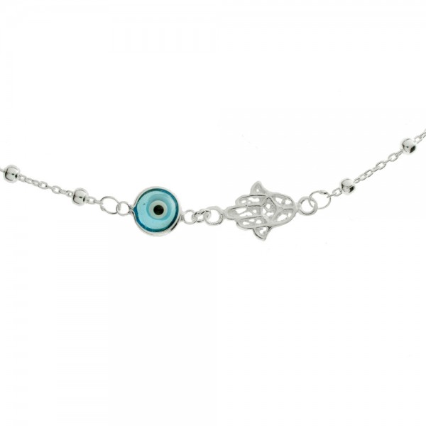 Pulsera Mano de Fátima & Ojo Turco Plata de Ley 925 - Karissma