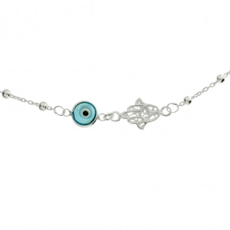 Pulsera Mano de Fátima & Ojo Turco Plata de Ley 925 - Karissma