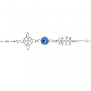Pulsera Nudo de Bruja & Ojo Turco & Cruz Caravaca Plata de Ley 925 - Karissma 2