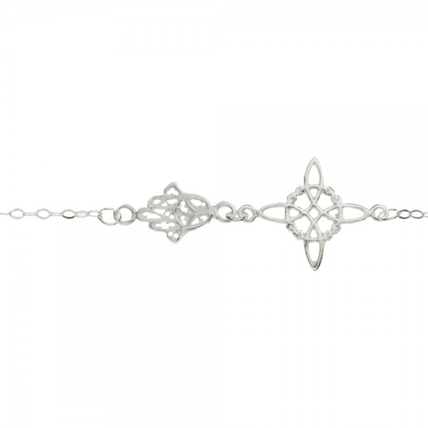 Pulsera Nudo de Bruja & Mano de Fátima Plata de Ley 925 - Karissma