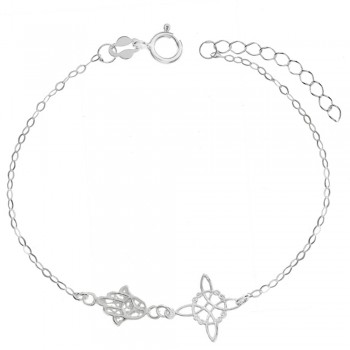 Pulsera Nudo de Bruja & Mano de Fátima Plata de Ley 925 - Karissma