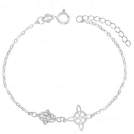 Pulsera Nudo de Bruja & Mano de Fátima Plata de Ley 925 - Karissma
