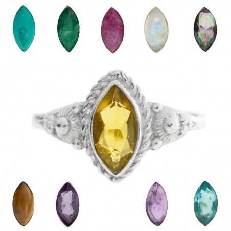 Anillo marquesa piedra natural Plata de Ley - Karissma