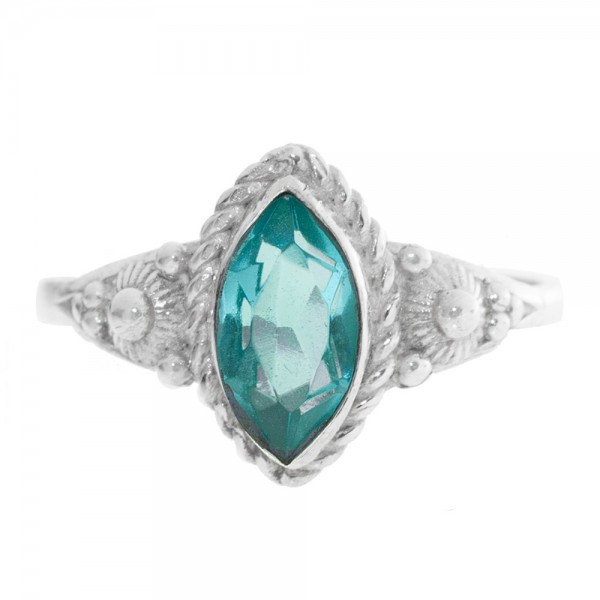 Anillo marquesa piedra natural Plata de Ley - Karissma