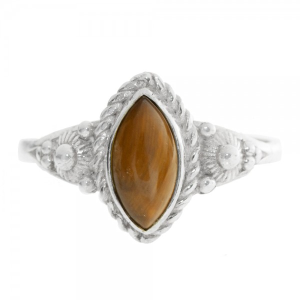 Anillo marquesa piedra natural Plata de Ley - Karissma