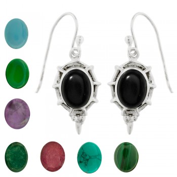 Pendientes ónix largos Plata de Ley