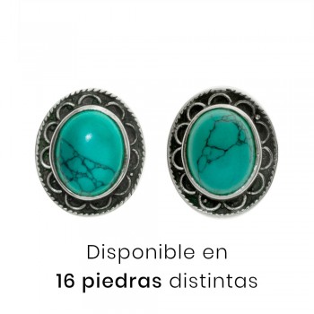 Pendientes étnicos piedra natural Plata de Ley | Karissma