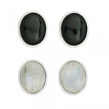 Pendientes piedra oval Plata de  Ley - Karissma