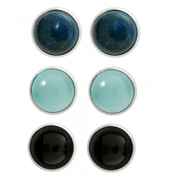 Pendientes piedra redonda Plata de  Ley - Karissma