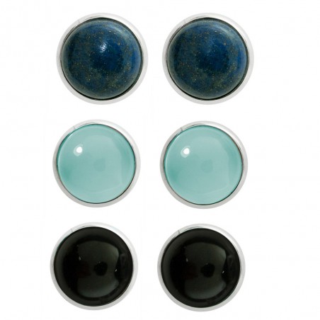 Pendientes piedra redonda Plata de  Ley - Karissma