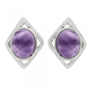 Pendientes rombo con piedra oval Plata de Ley - Karissma 2