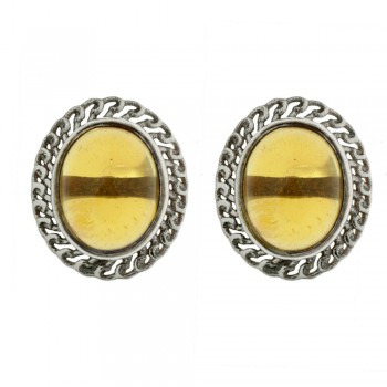 Pendientes óvalo de citrino Plata de Ley - Karissma