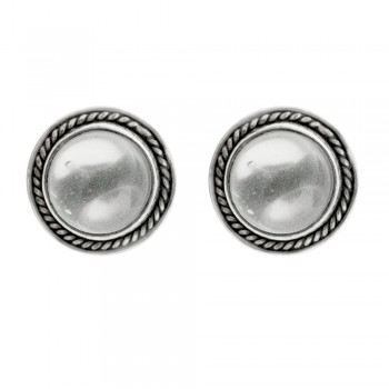 Pendientes botón cuarzo blanco Plata de 1ª Ley 925 - Karissma