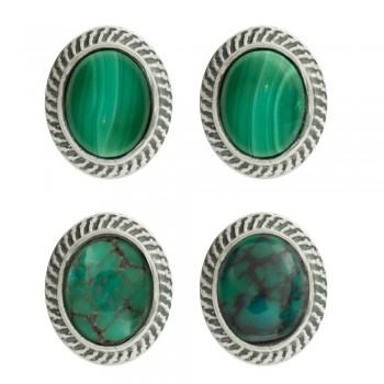 Pendientes piedra natural oval Plata de 1ª Ley 925 - Karissma