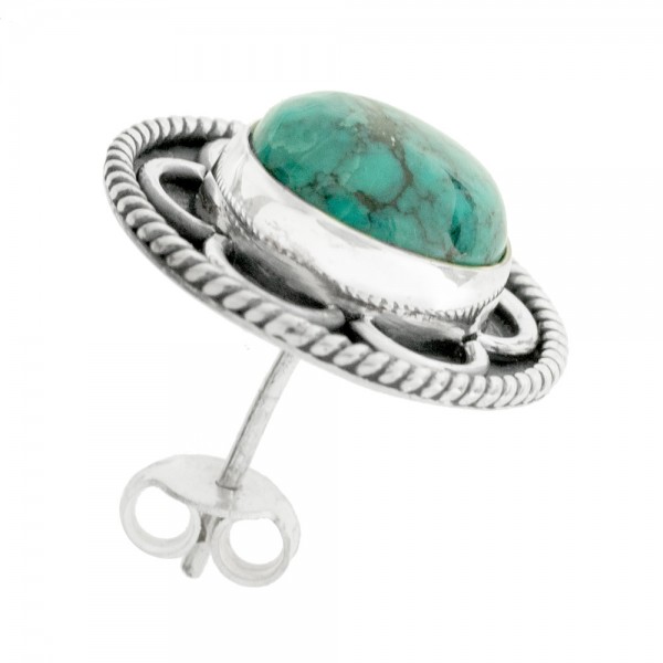 Pendientes flor con piedra oval Plata de 1ª Ley 925 - Karissma