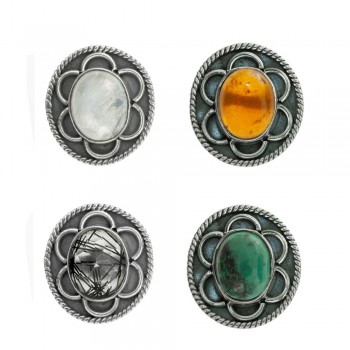 Pendientes flor con piedra oval Plata de 1ª Ley 925 - Karissma