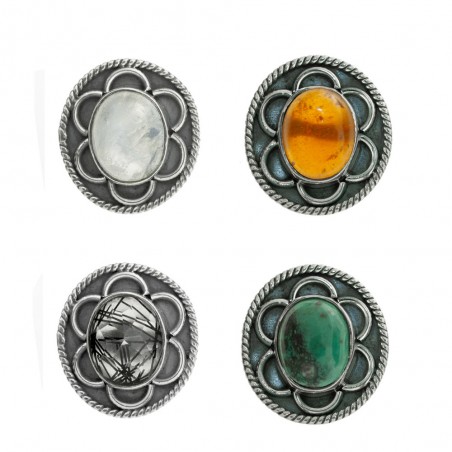 Pendientes flor con piedra oval Plata de 1ª Ley 925 - Karissma