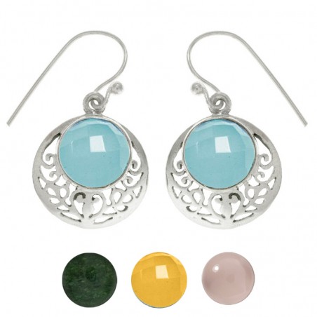 Pendientes largos piedra facetada Plata de Ley 925