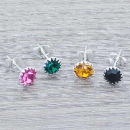 Pendientes con circonita engastada Plata de Ley 925