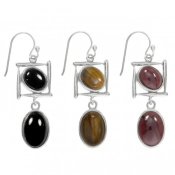 Pendientes largos con doble piedra Plata de Ley 925