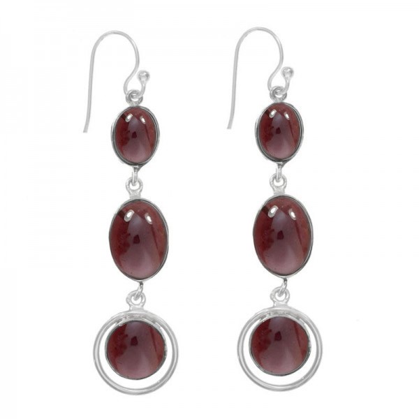 Pendientes largos triple ónix Plata de Ley 925