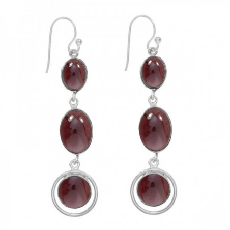 Pendientes largos triple ónix Plata de Ley 925