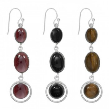 Pendientes largos triple ónix Plata de Ley 925