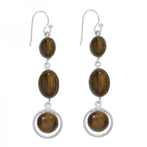 Pendientes largos triple ónix Plata de Ley 925