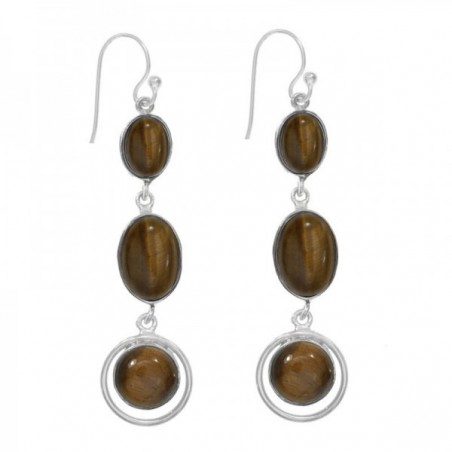 Pendientes largos triple ónix Plata de Ley 925