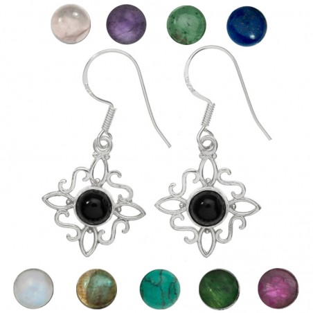 Pendientes nudo de bruja con piedra Plata de Ley - Karissma