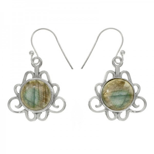 Pendientes largos base tribal con piedra Plata de Ley 925