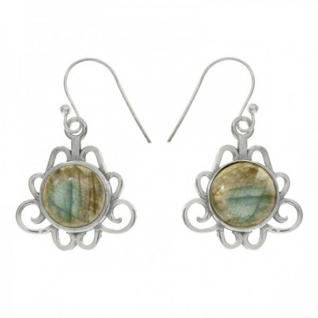 Pendientes largos base tribal con piedra Plata de Ley 925