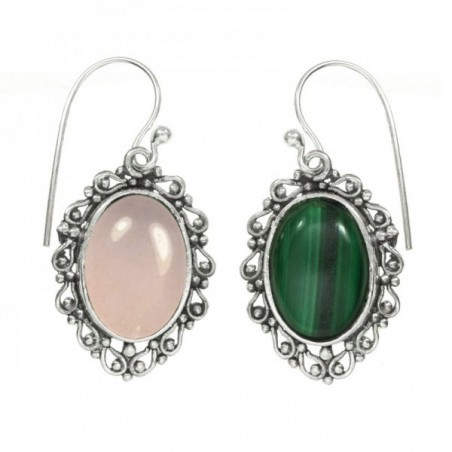 Pendientes étnicos piedra oval Plata de Ley - Karissma