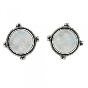 Pendientes botón piedra de luna Plata de 1ª Ley 925 - Karissma