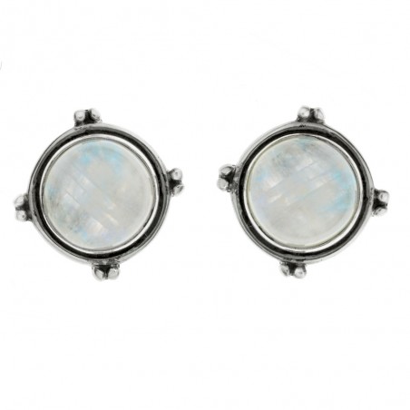 Pendientes botón piedra de luna Plata de 1ª Ley 925 - Karissma