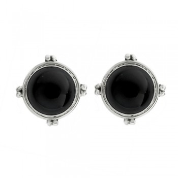Pendientes botón ónix Plata de 1ª Ley 925 - Karissma