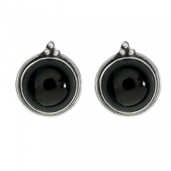 Pendientes botón piedra redonda Plata 1ª Ley 925 - Karissma 2