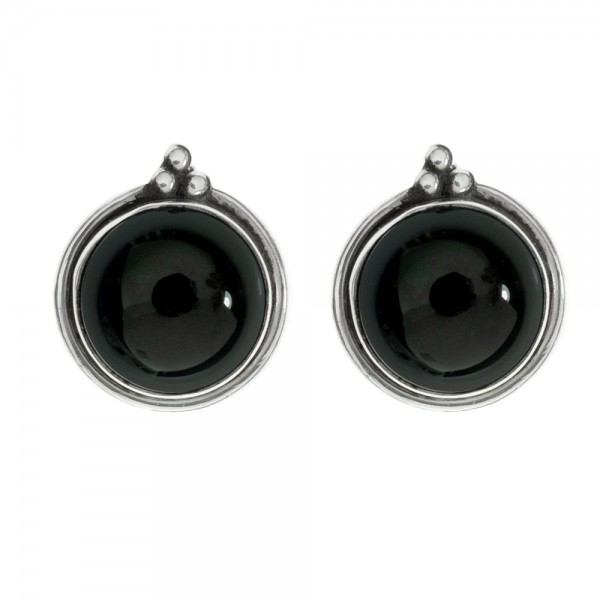 Pendientes botón piedra redonda Plata 1ª Ley 925 - Karissma