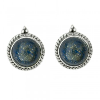 Pendientes botón lapislázuli Plata 1ª Ley 925 - Karissma