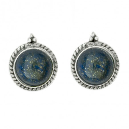 Pendientes botón lapislázuli Plata 1ª Ley 925 - Karissma