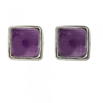 Pendientes cuadrados amatista Plata 1ª Ley 925 - Karissma