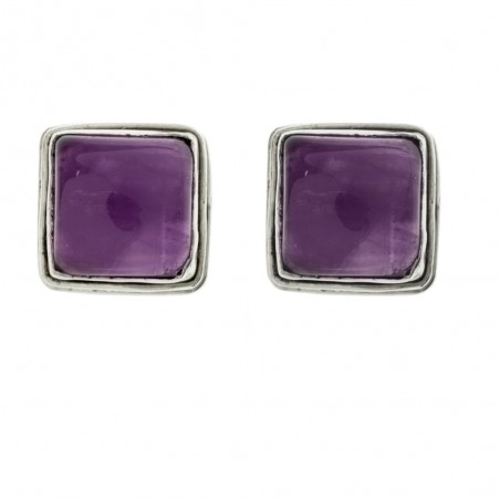 Pendientes cuadrados amatista Plata 1ª Ley 925 - Karissma