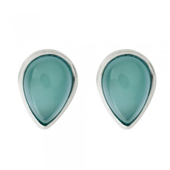 Pendientes botón gota con piedra Plata 1ª Ley 925 - Karissma 2