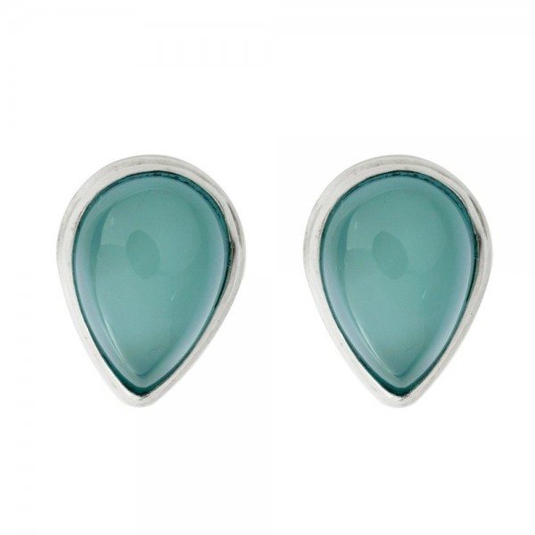 Pendientes botón gota con piedra Plata 1ª Ley 925 - Karissma