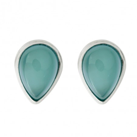 Pendientes botón gota con piedra Plata 1ª Ley 925 - Karissma