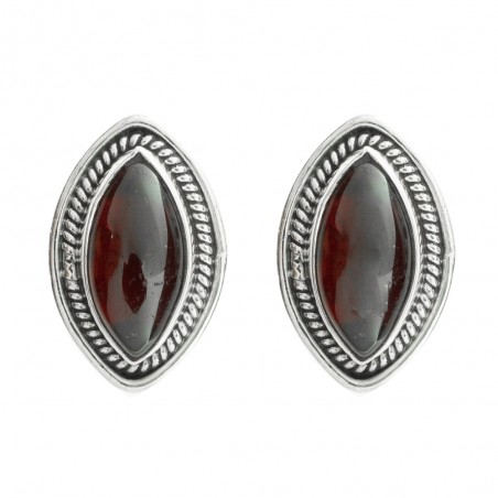 Pendientes granate marquesa Plata 1ª Ley 925 - Karissma