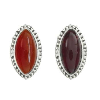 Pendientes botón talla marquesa Plata 1ª Ley 925 - Karissma