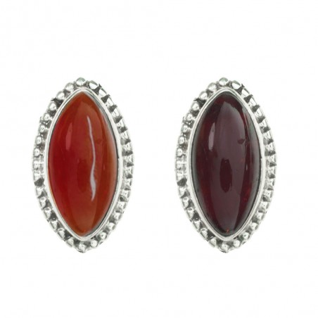 Pendientes botón talla marquesa Plata 1ª Ley 925 - Karissma