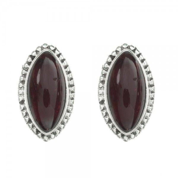 Pendientes botón talla marquesa Plata 1ª Ley 925 - Karissma